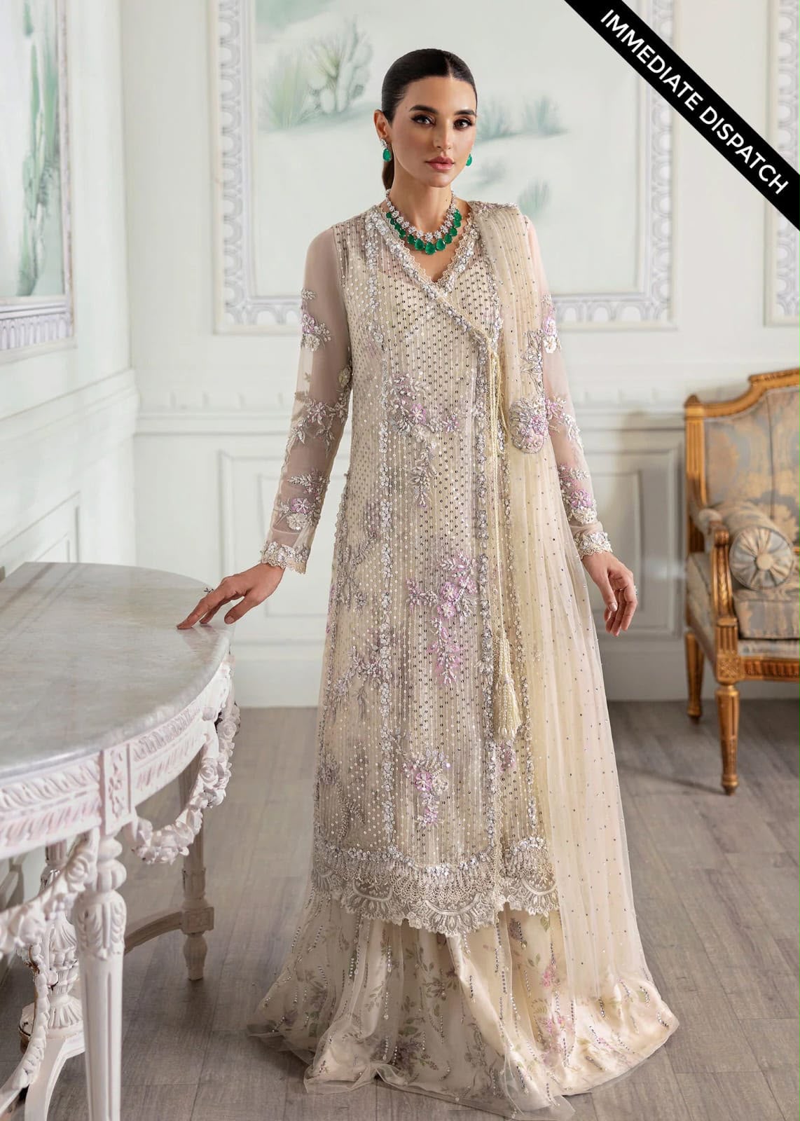 Ornate traditional dress with intricate embroidery