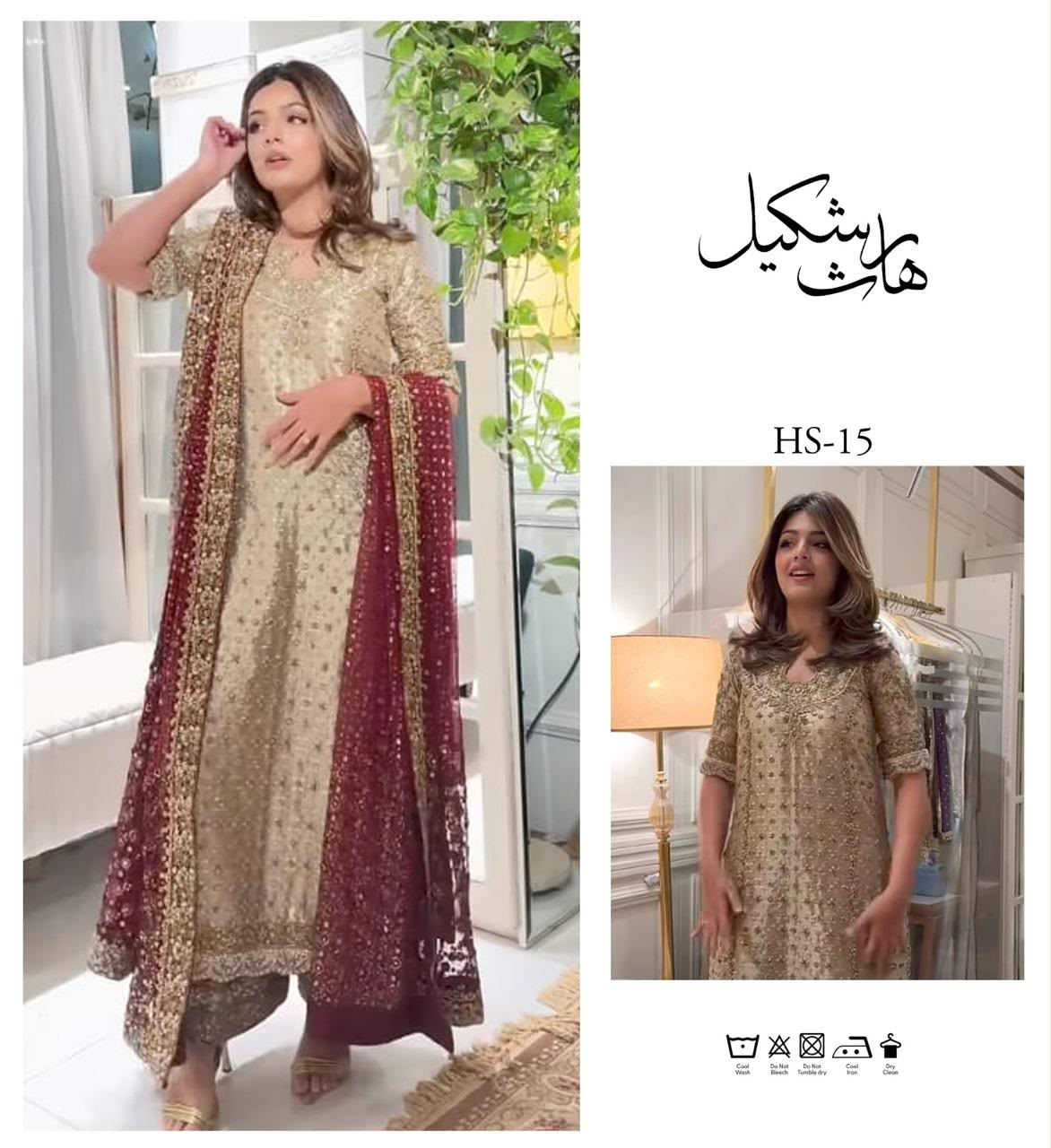 Bride in traditional red with gold embroidery